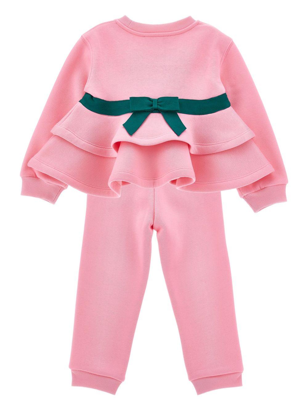 Set tuta sportiva per bambina Monnalisa rosa con ruches - Rubino Kids