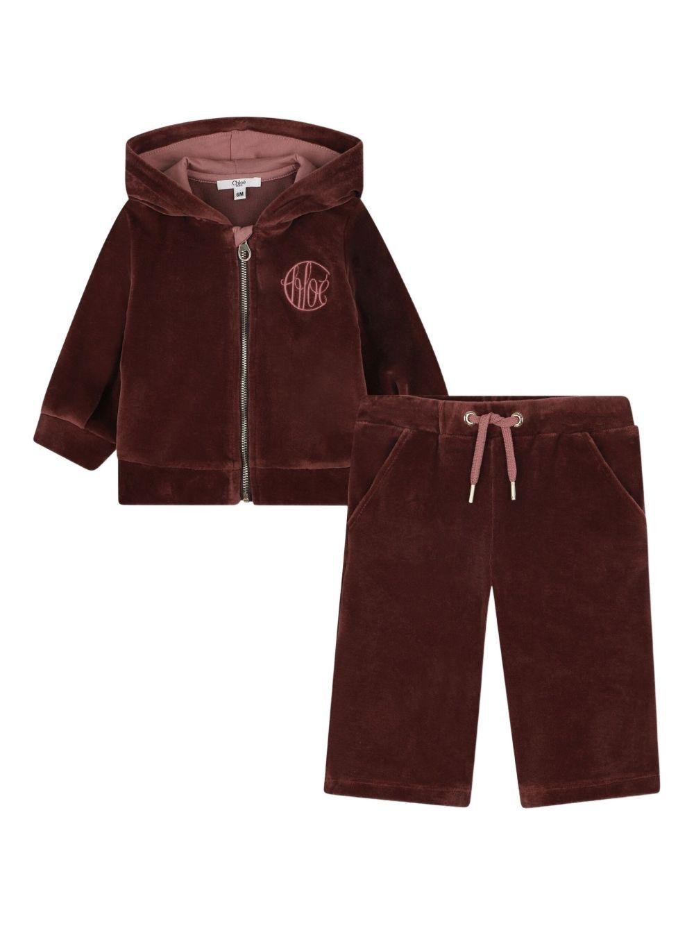 Set tuta sportiva per neonata Chloé Kids rosso con logo ricamato - Rubino Kids