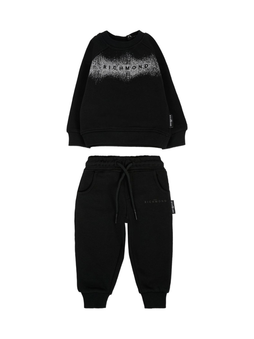 Set tuta sportiva per neonata John Richmond Junior nera con logo effetto spray - Rubino Kids