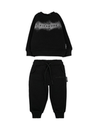 Set tuta sportiva per neonata John Richmond Junior nera con logo effetto spray - Rubino Kids
