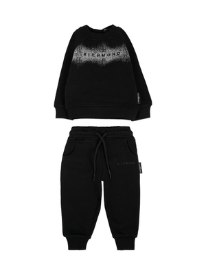 Set tuta sportiva per neonata John Richmond Junior nera con logo effetto spray