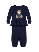 Set tuta sportiva per neonata Polo Ralph Lauren Kids blu con stampa Teddy Bear - Rubino Kids