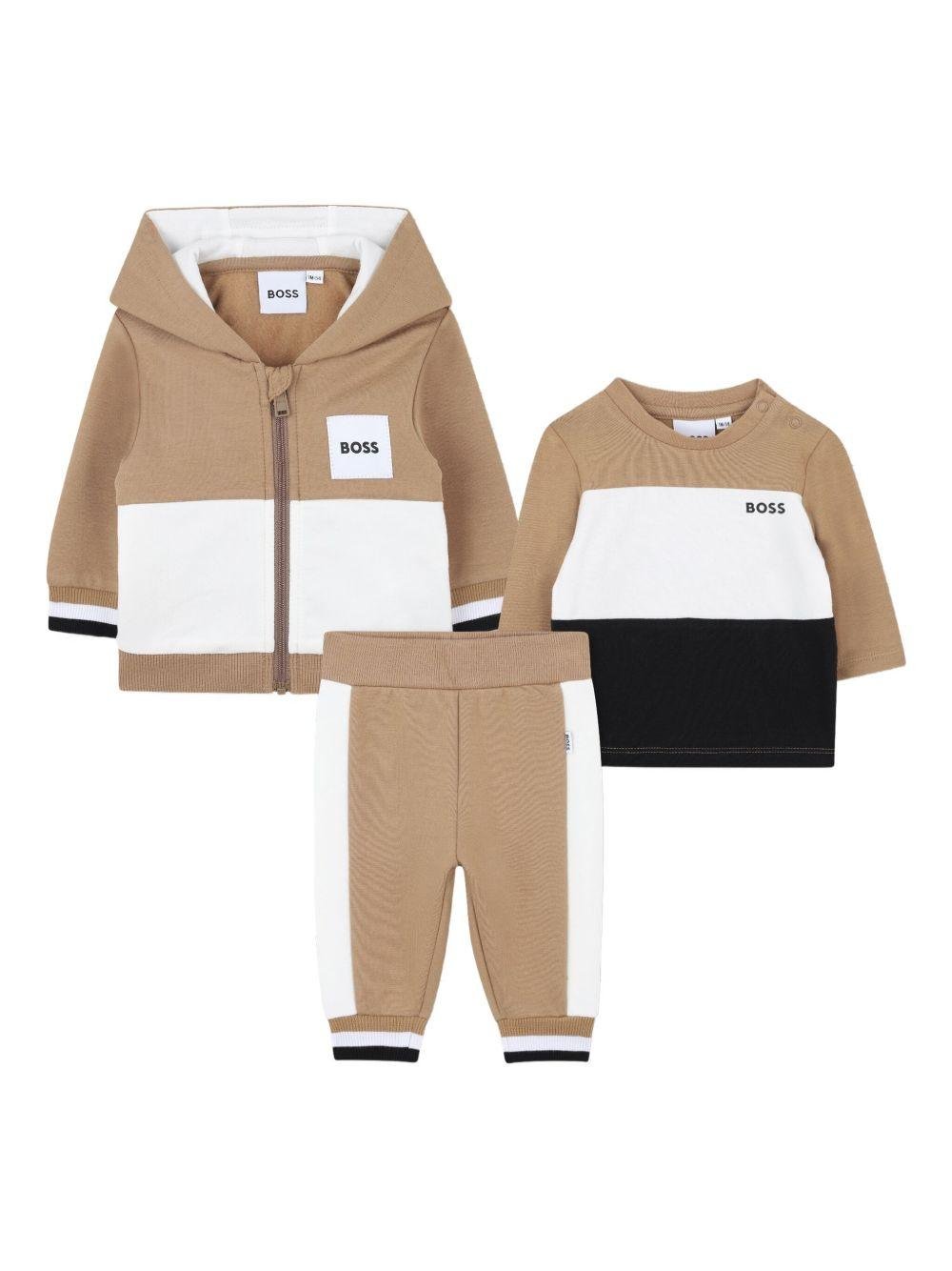 Set tuta sportiva per neonato Boss Kids beige con design color - block - Rubino Kids