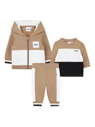 Set tuta sportiva per neonato Boss Kids beige con design color - block - Rubino Kids