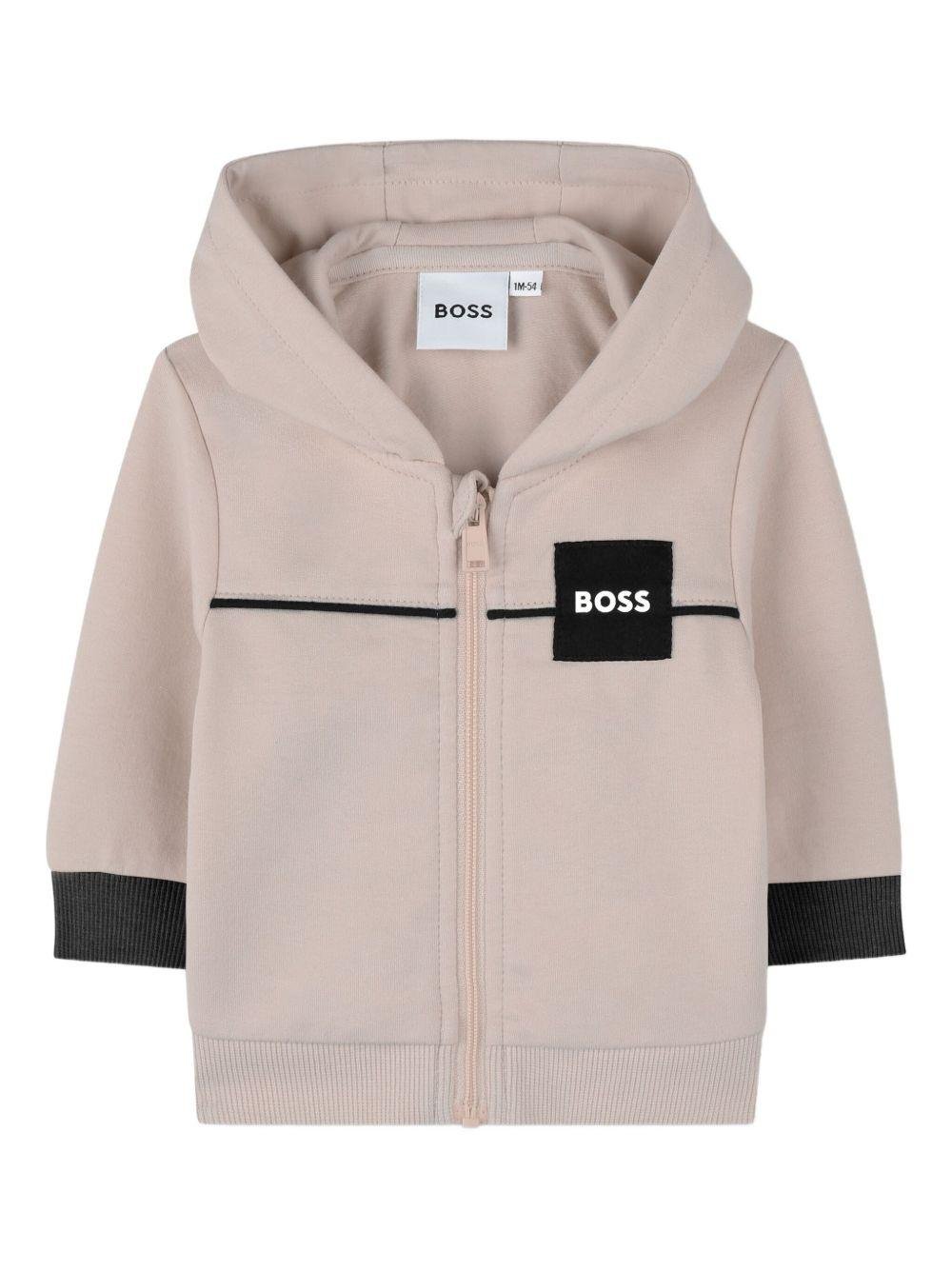 Set tuta sportiva per neonato Boss Kids beige con dettaglio logo - Rubino Kids