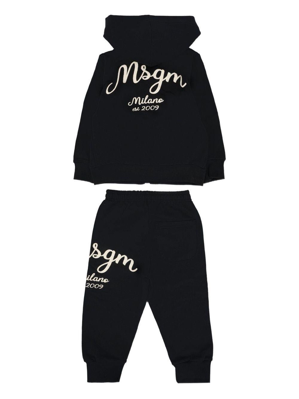Set tuta sportiva per neonato MSGM Kids nera con cappuccio nero - Rubino Kids