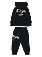Set tuta sportiva per neonato MSGM Kids nera con cappuccio nero - Rubino Kids