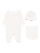 Set tutina, berretto e bavaglino per neonati Balmain Kids beige con stampa geometrica - Rubino Kids