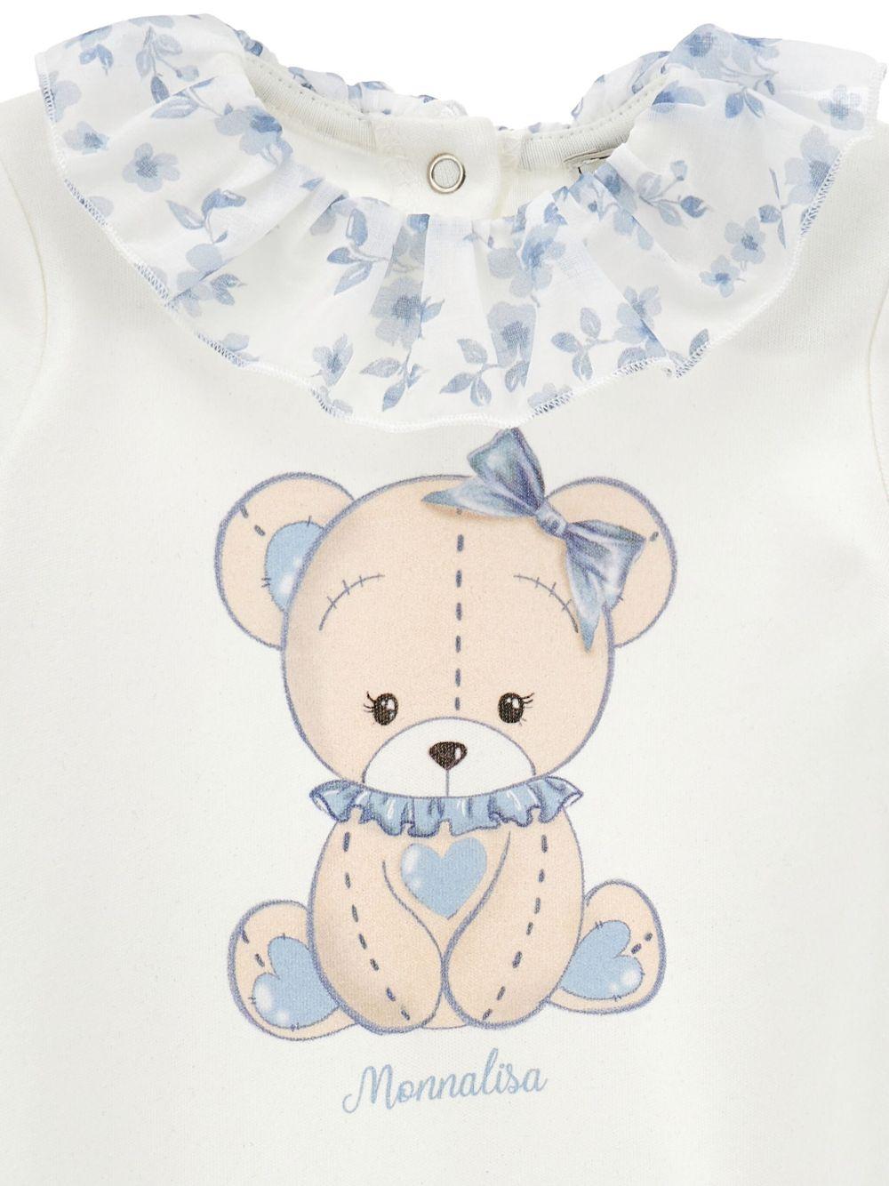 Set tutina cappellino e bavaglino Monnalisa bianco con stampa orsetto - Rubino Kids