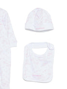 Set tutina, cappellino e bavaglino per neonata Givenchy Kids rosa con stampa grafica all - over - Rubino Kids