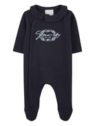 Set tutina cappellino e bavaglino per neonato Givenchy Kids blu con logo ricamato - Rubino Kids