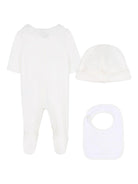 Set tutina cappello e berretto per neonata Chloé Kids bianco con cuciture tono su tono - Rubino Kids