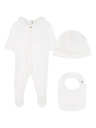 Set tutina cappello e berretto per neonata Chloé Kids bianco con cuciture tono su tono - Rubino Kids