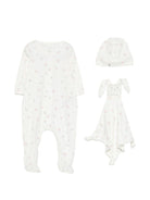 Set tutina cappello e doudou per neonata Petit Bateau bianco con stampa floreale - Rubino Kids