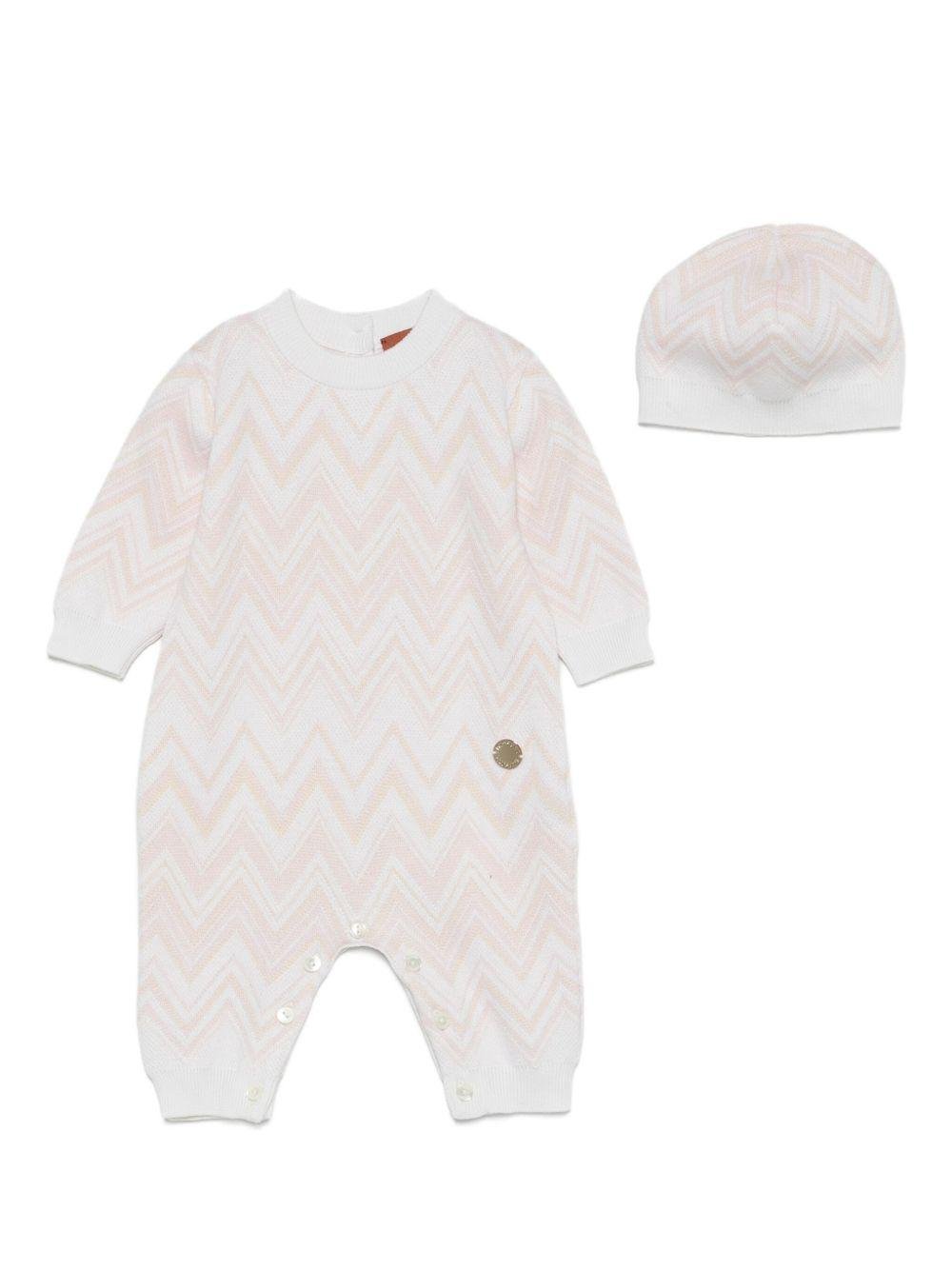 Set tutina con cappellino per neonata Missoni Kids rosa con motivo a chevron - Rubino Kids