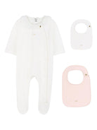 Set tutina e bavaglini per neonata Chloé Kids beige con chiusura con bottone a pressione - Rubino Kids