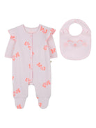 Set tutina e bavaglino per neonata Billieblush rosa con stampa love - Rubino Kids