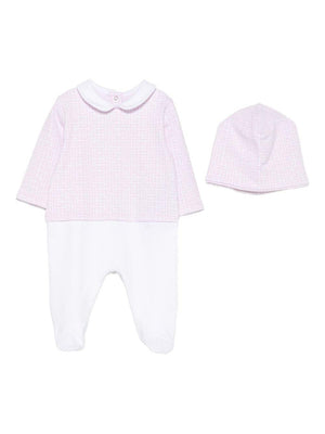 Balmain Kids pink geometric print baby girl romper and hat set