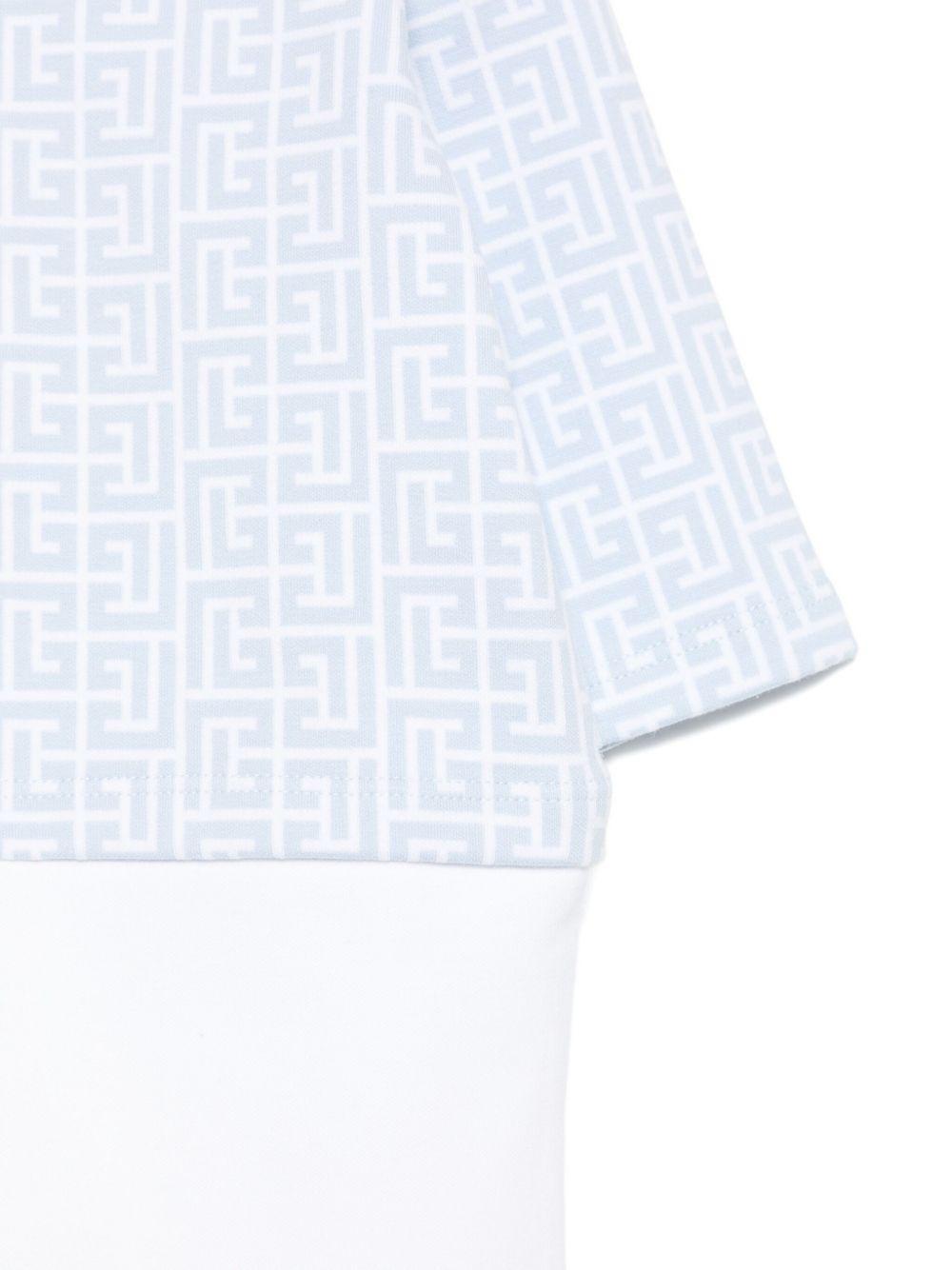 Set tutina e berretto per neonato Balmain Kids azzurro con stampa geometrica - Rubino Kids