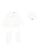 Set tutina e cappellino per neonata Monnalisa bianca con bottoni sul davanti - Rubino Kids
