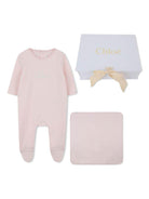 Set tutina e coperta per neonata Chloé Kids rosa con logo ricamato - Rubino Kids