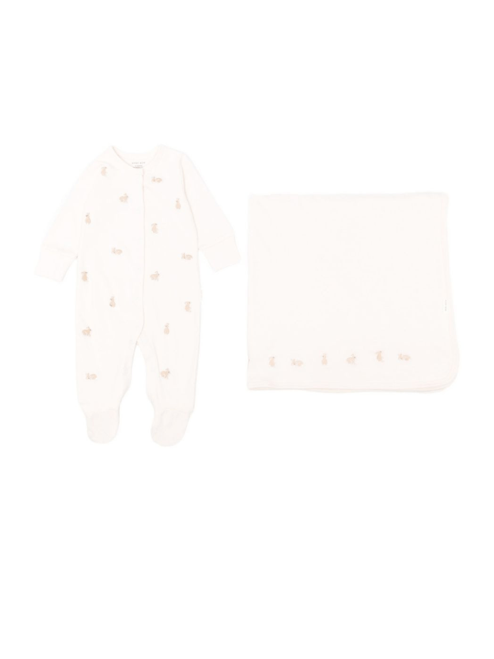 Set tutina e copertina per neonata Avery Row beige con coniglietto ricamato - Rubino Kids