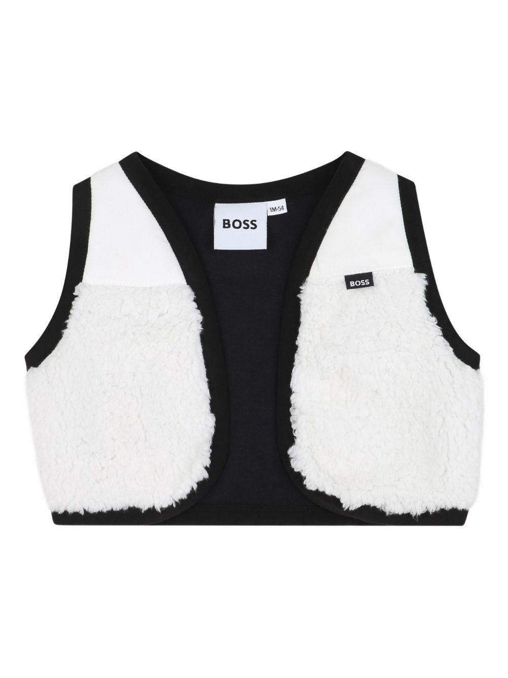 Set tutina e gilet per neonato Boss Kids nero con motivo a pois - Rubino Kids