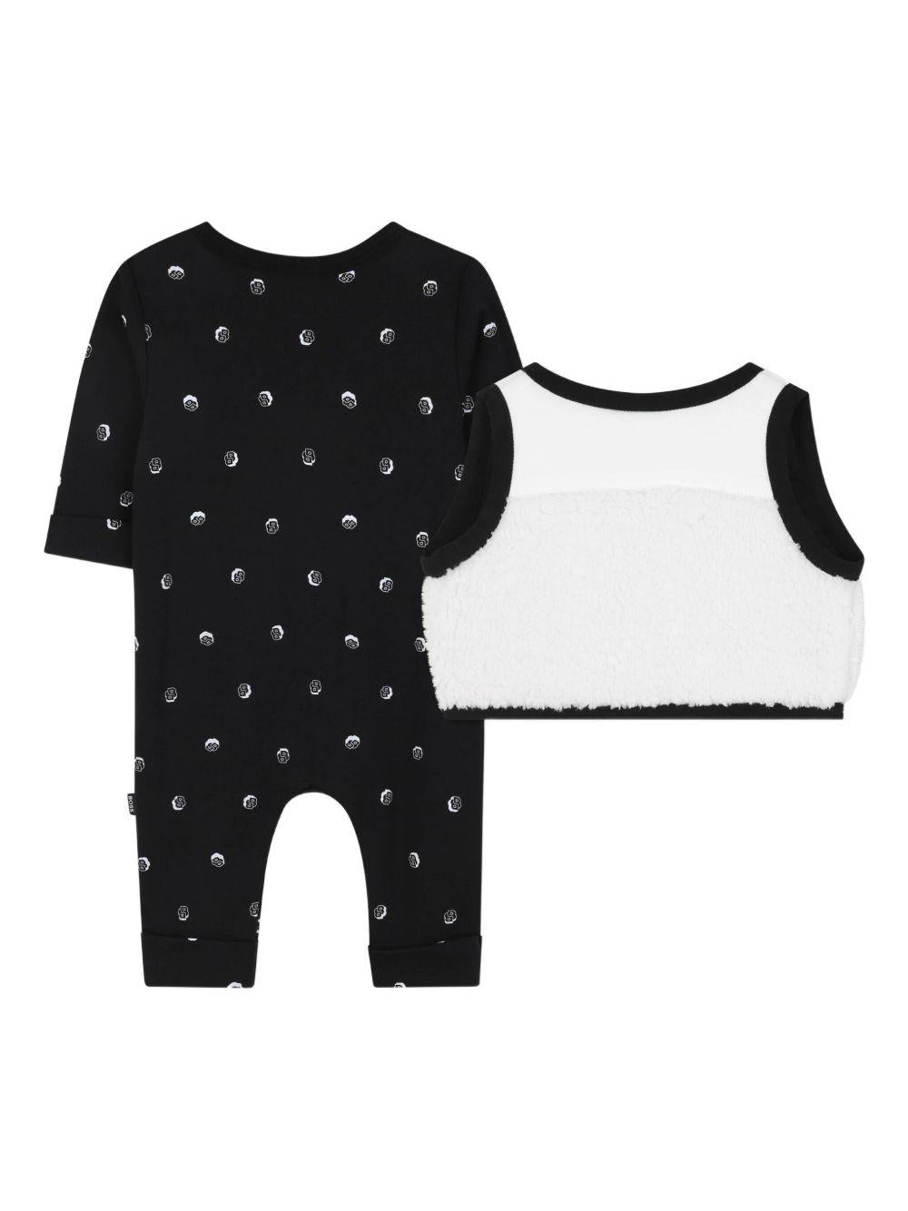Set tutina e gilet per neonato Boss Kids nero con motivo a pois - Rubino Kids
