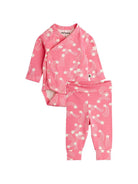 Set tutina e pantaloni per neonata Mini Rodini rosa con stampa a stelle all - over - Rubino Kids