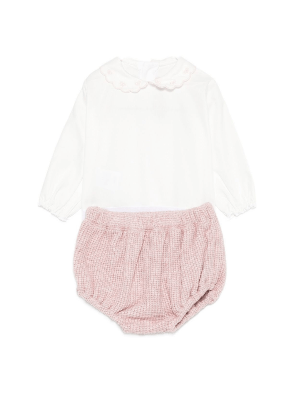Set tutina e shorts per neonata La Stupenderia rosa con colletto smerlato - Rubino Kids