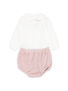 Set tutina e shorts per neonata La Stupenderia rosa con colletto smerlato - Rubino Kids