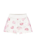 Shorts a fiori per neonata Monnalisa bianco con trama jersey - Rubino Kids