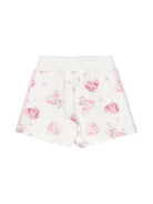 Shorts a fiori per neonata Monnalisa bianco con trama jersey - Rubino Kids