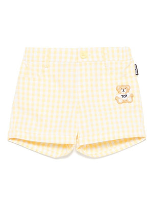 Shorts a quadretti per neonato Moschino Kids giallo con tasche posteriori