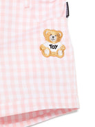 Shorts a quadretti per neonato Moschino Kids rosa con tasche posteriori - Rubino Kids