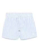 Shorts a righe per neonato Dolce & Gabbana Kids azzurro con logo ricamato sul davanti - Rubino Kids