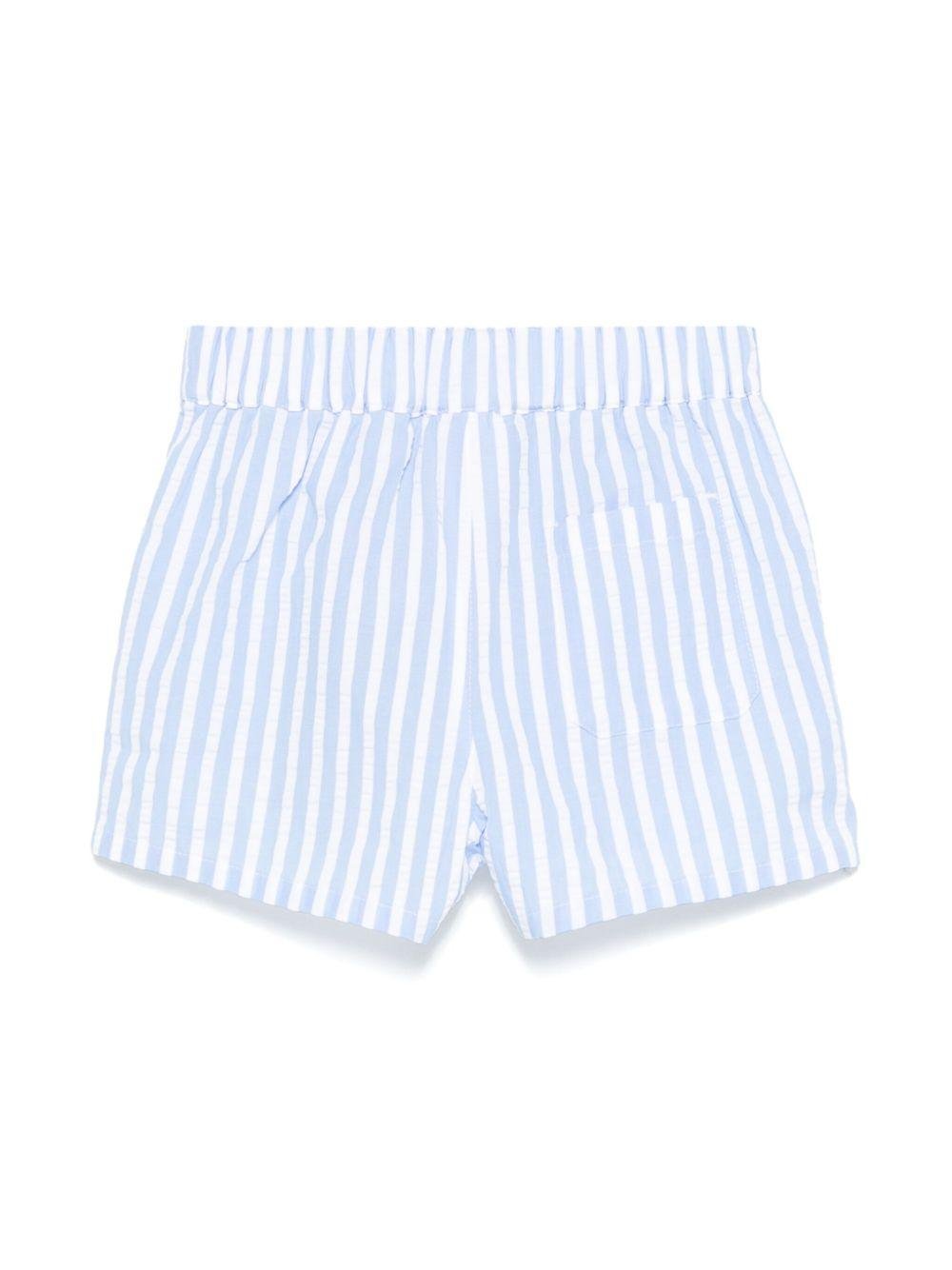 Shorts a righe per neonato Dolce & Gabbana Kids azzurro con logo ricamato sul davanti - Rubino Kids