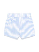 Shorts a righe per neonato Dolce & Gabbana Kids azzurro con logo ricamato sul davanti - Rubino Kids