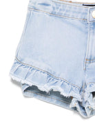 Shorts Agnetha per bambina Molo denim con ruches - Rubino Kids