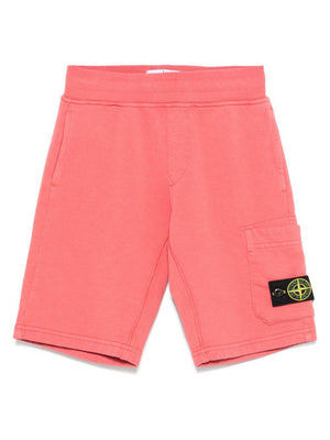 Stone Island Junior pink shorts with compass appliqué for boys