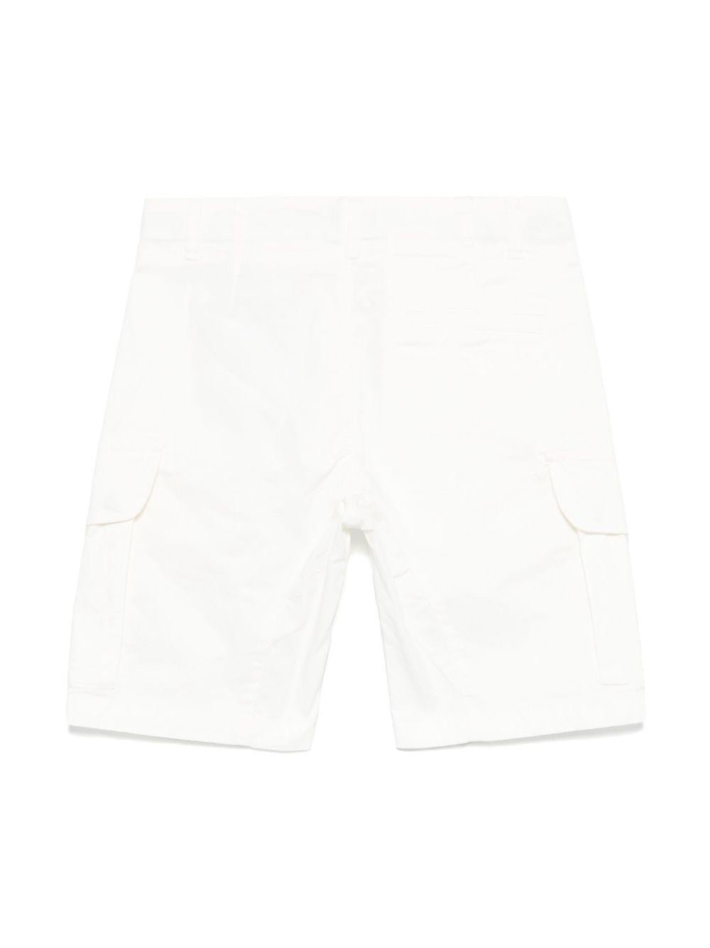 Shorts con applicazione Lens per bambino C.P. Company Kids bianco con zip nascosta - Rubino Kids