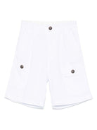 Shorts con pieghe per bambino Paolo Pecora Kids bianco con chiusura frontale - Rubino Kids