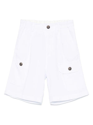 Shorts con pieghe per bambino Paolo Pecora Kids bianco con chiusura frontale