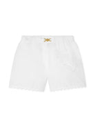 Shorts con ricamo per bambina Versace Kids bianco con orlo curvo - Rubino Kids