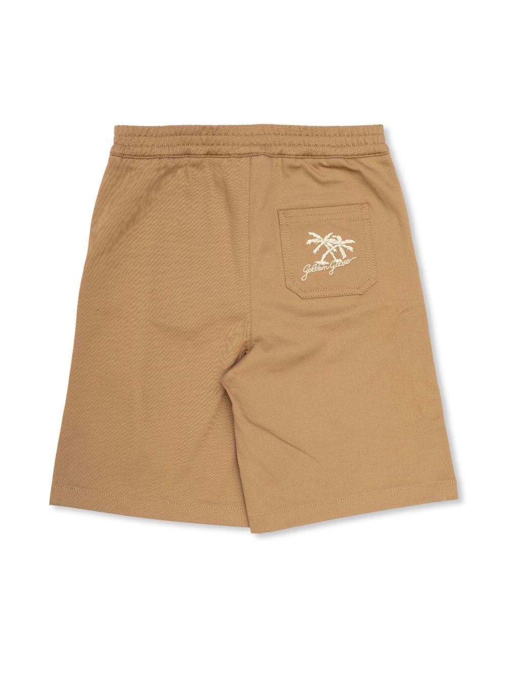 Shorts con ricamo per bambino Golden Goose Kids marrone con tasca posteriore sagomata - Rubino Kids