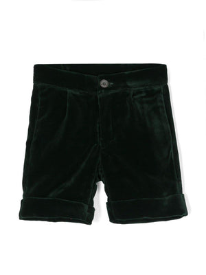 Shorts con ruches per neonato La Stupenderia verde con dettaglio con pince