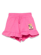 Shorts con stampa Leo Teddy per bambina Moschino Kids fucsia con due tasche laterali - Rubino Kids