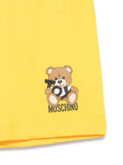 Shorts con stampa Leo Teddy per bambino Moschino Kids giallo con vita elasticizzata - Rubino Kids