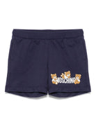 Shorts con stampa per neonato Moschino Kids blu con tasche laterali - Rubino Kids