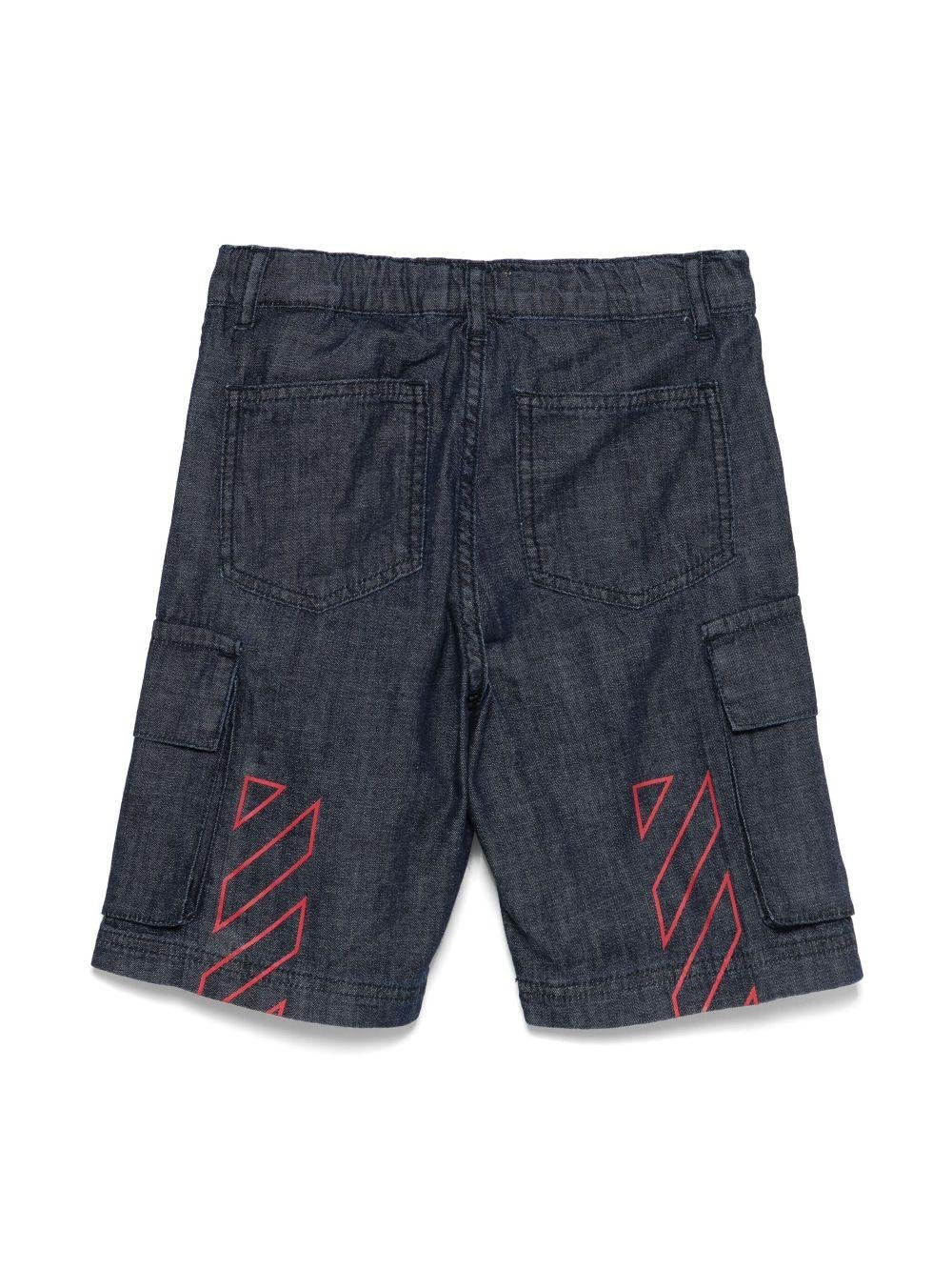 Shorts denim per bambino Off - White Kids blu con due tasche laterali - Rubino Kids